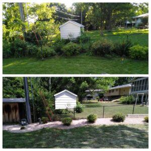 Before and after home landscaping project