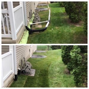Before and after garden landscape maintenance project